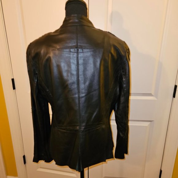 Moto Style Black Leather Jacket - Picture 5 of 7